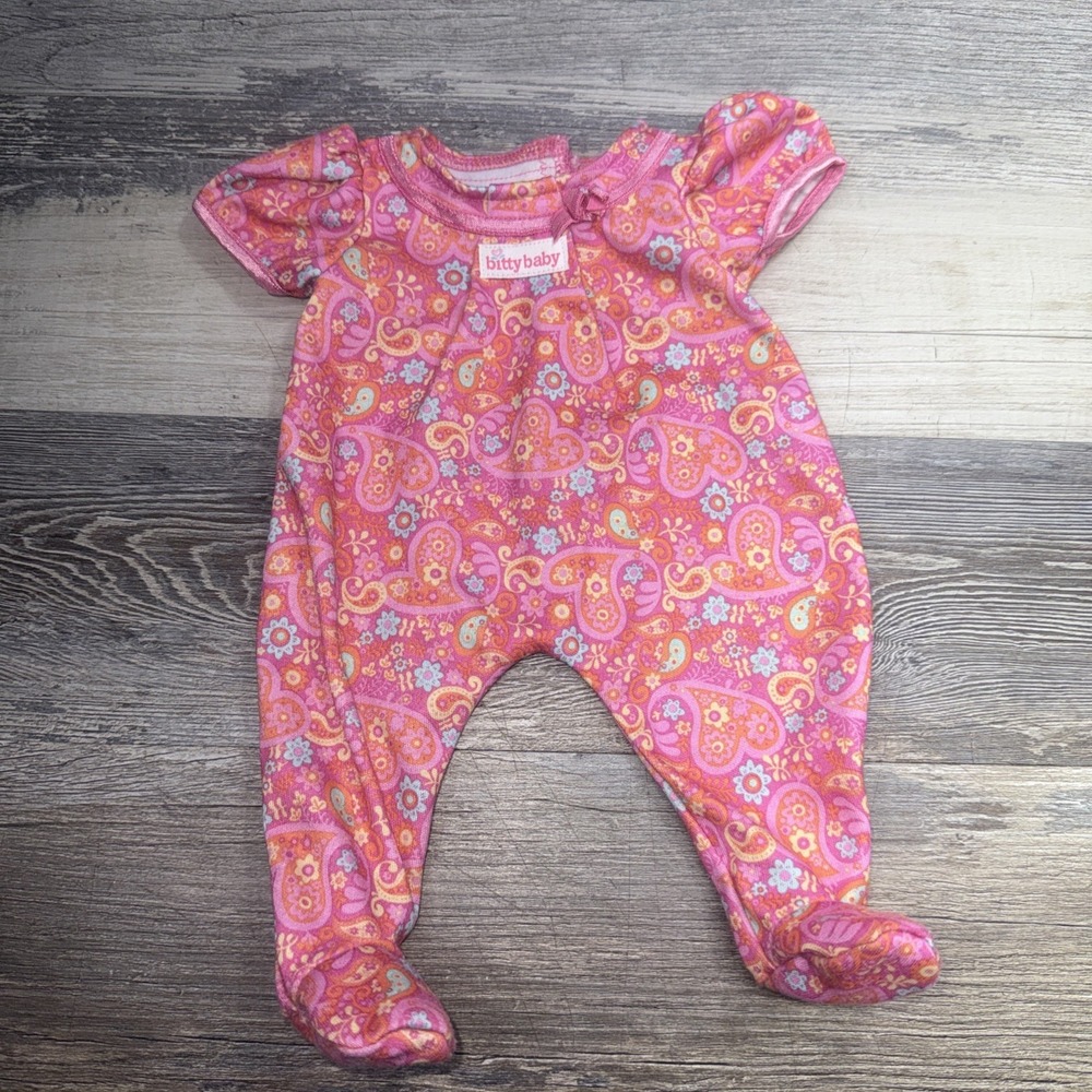 American Girl Bitty Baby Doll Pink Paisley Sleeper Footed Pajamas 2011 Retired